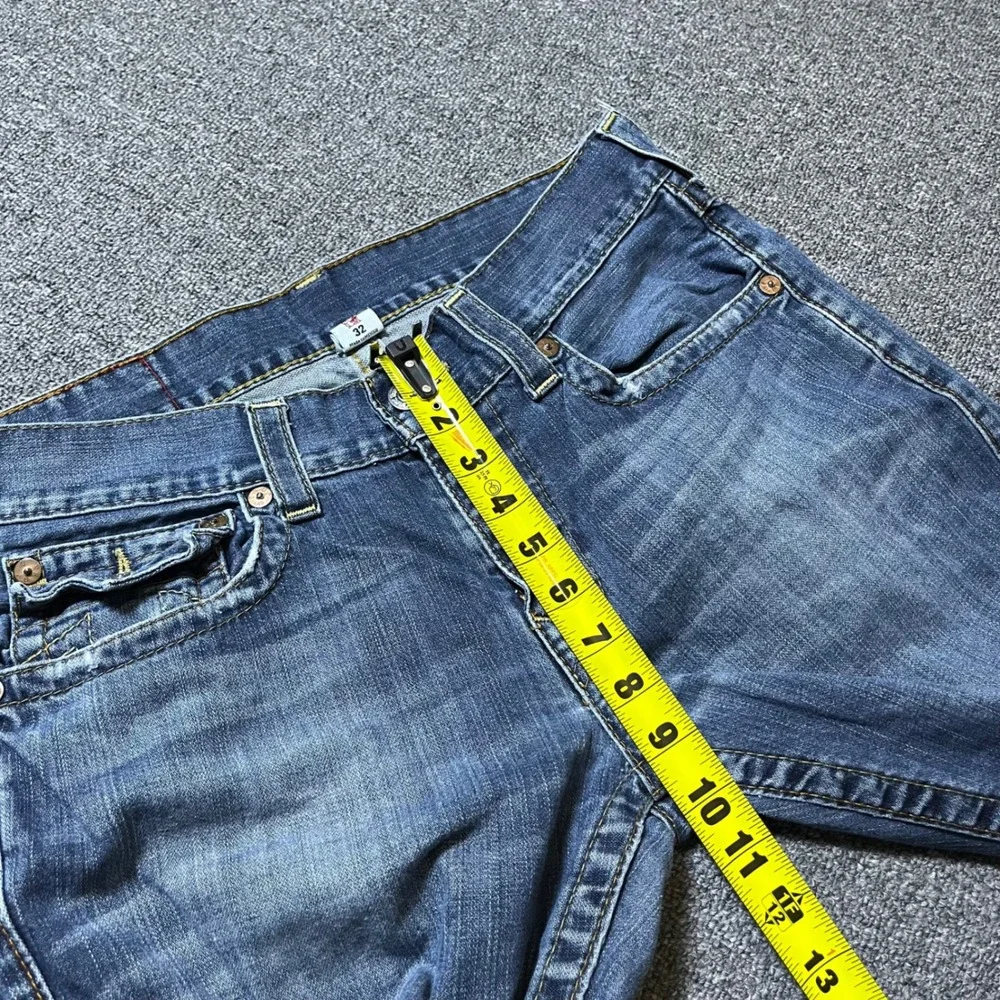 True Religion Slim Flap Old Multi SN Jeans Size 32 Blue Denim Y2K Streetwear